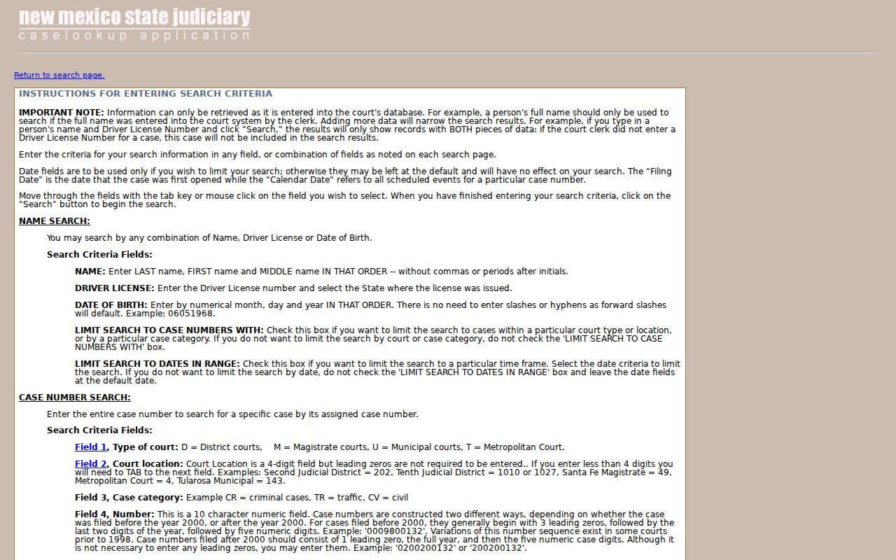 Otero County warrant check and published Case Lookup instructions