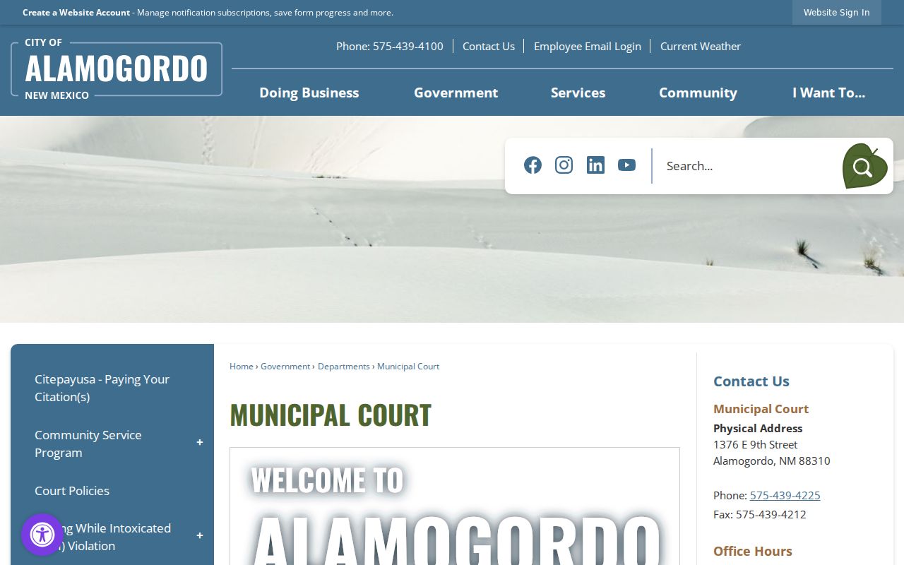 Alamogordo warrant records and municipal court source