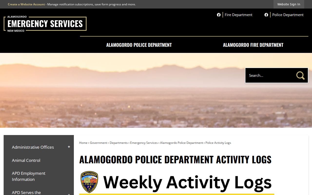 Otero County active warrant search and Alamogordo activity log source