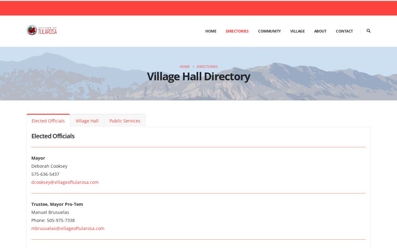 Tularosa warrant records and village court and police directory source