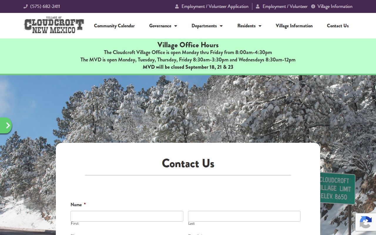 Cloudcroft warrant records and current village contact source