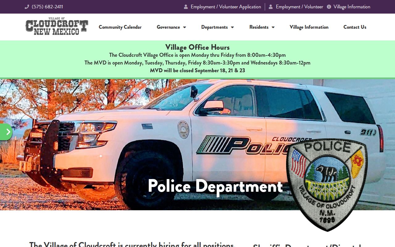Cloudcroft warrant records and village police contact source