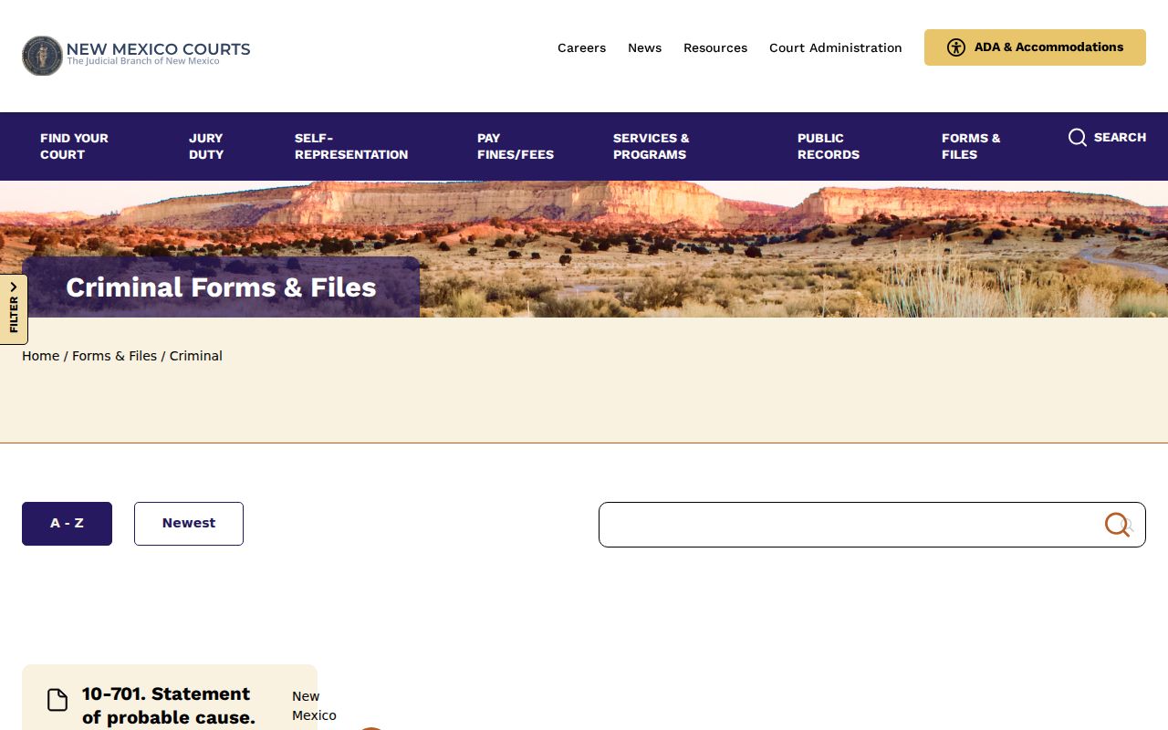 Otero County bench warrant lookup and New Mexico criminal forms source