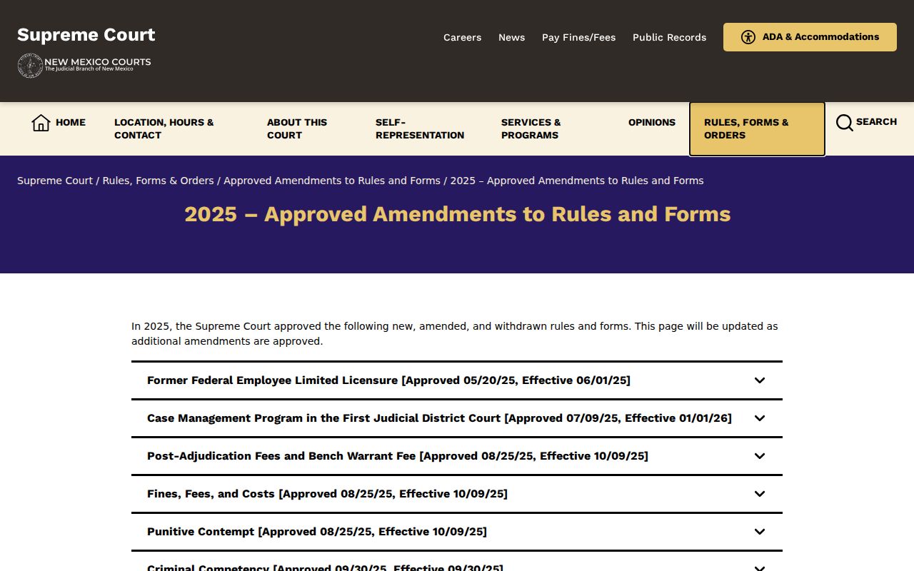 Otero County bench warrant lookup and current rule amendment source
