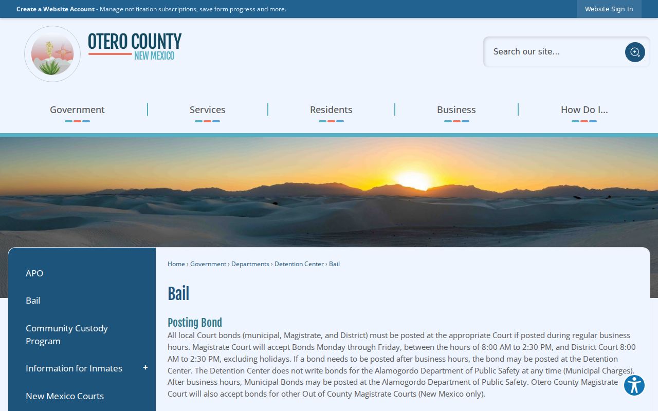 Otero County warrant records and county bail guidance
